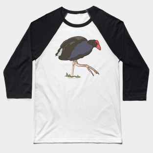 Hand Drawn New Zealand Pukeko Bird Baseball T-Shirt